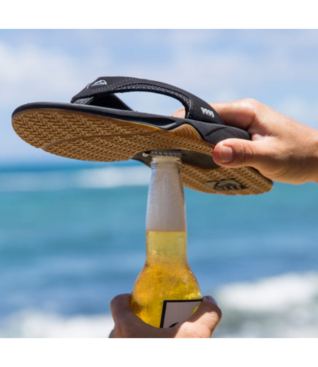 Reef Reef Mens Fanning Flip Flops Black Silver