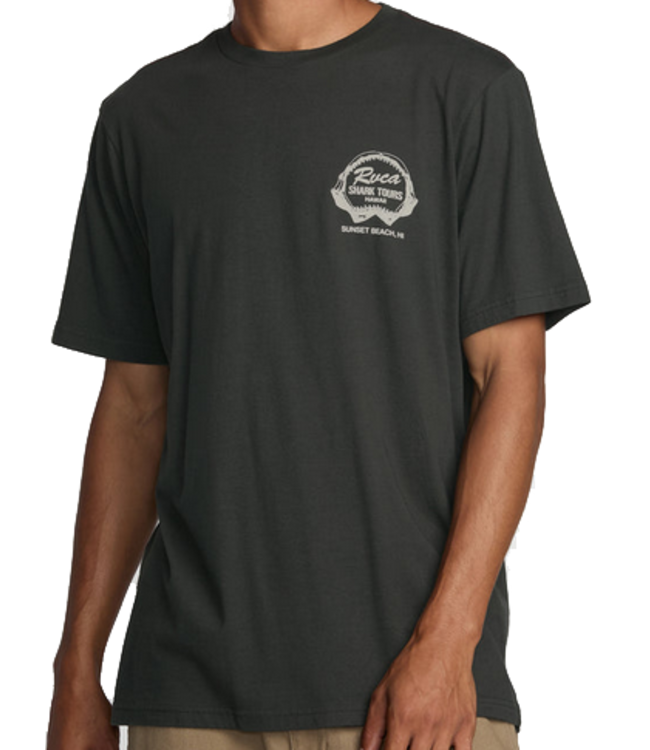 RVCA Mens Shark Tours TShirt Pirate Black