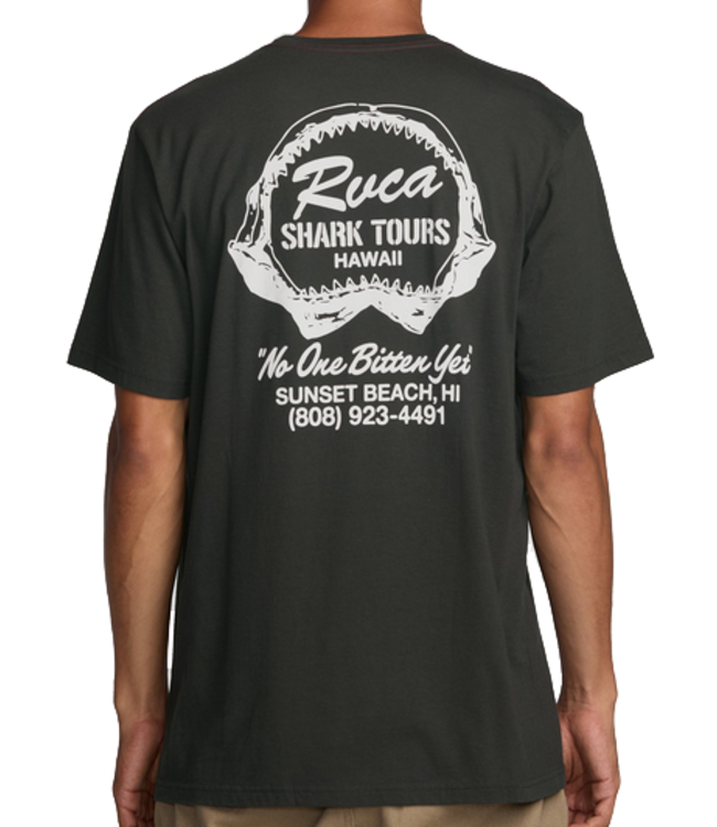 RVCA Mens Shark Tours TShirt Pirate Black