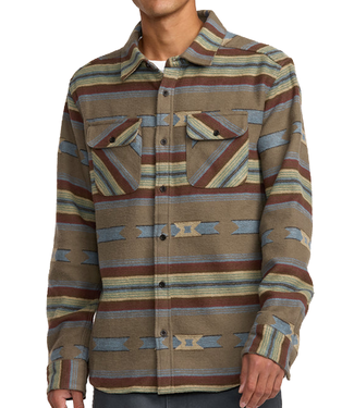 RVCA Mens Dayshift Blanket Flannel LS Mushroom 23A053505