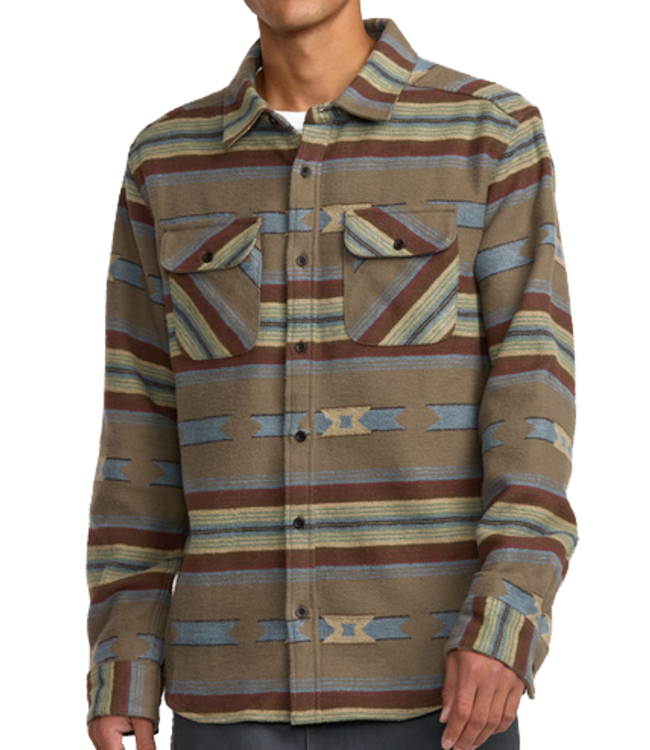 RVCA Mens Dayshift Blanket Flannel LS Mushroom 23A053505