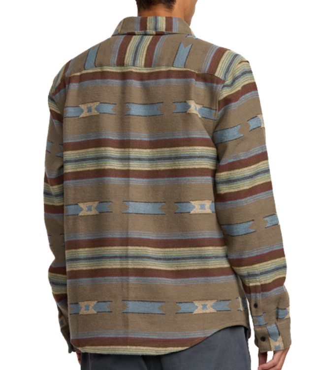 RVCA Mens Dayshift Blanket Flannel LS Mushroom 23A053505