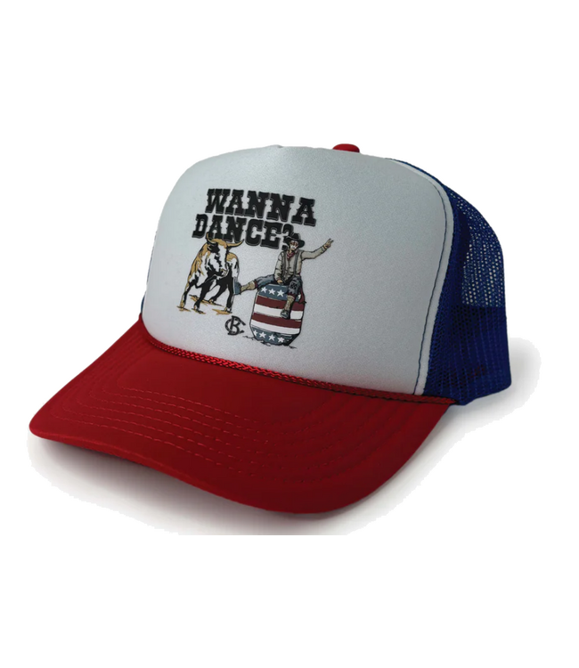 Bucking Chutes Bucking Chutes Mens Wanna Dance Trucker Hat HW002 RED/WHT/BLU