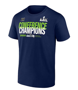 Fanatics Fanatics Mens Seahawks NFC Champs LX Right Side Draw Navy TShirt