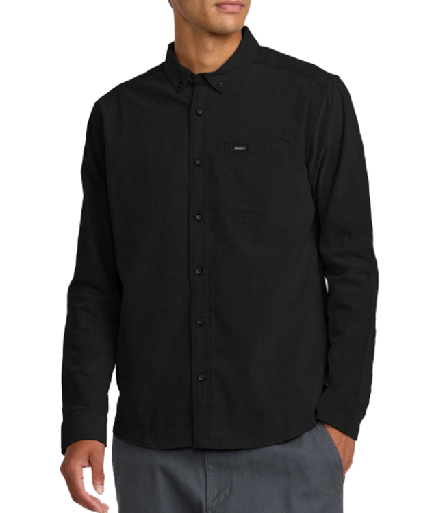 Rvca Mens Thatll DI Stretch Woven Blk Button up AVYWT00543