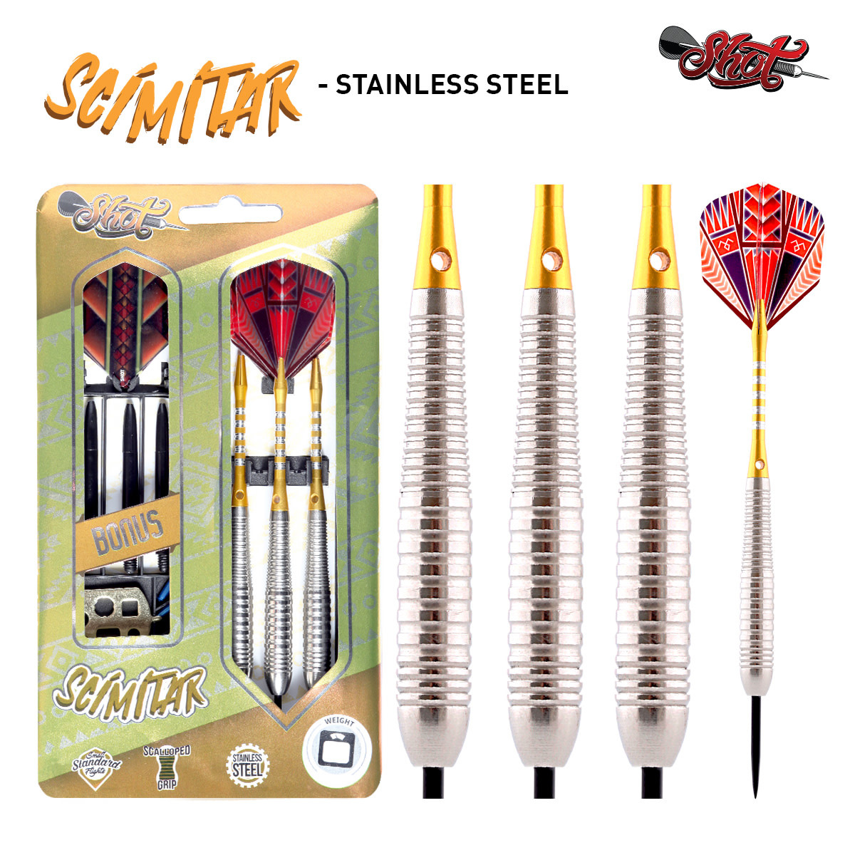 SCIMITAR STEEL SHOT DART SET 22GM SCIM122 RR Games