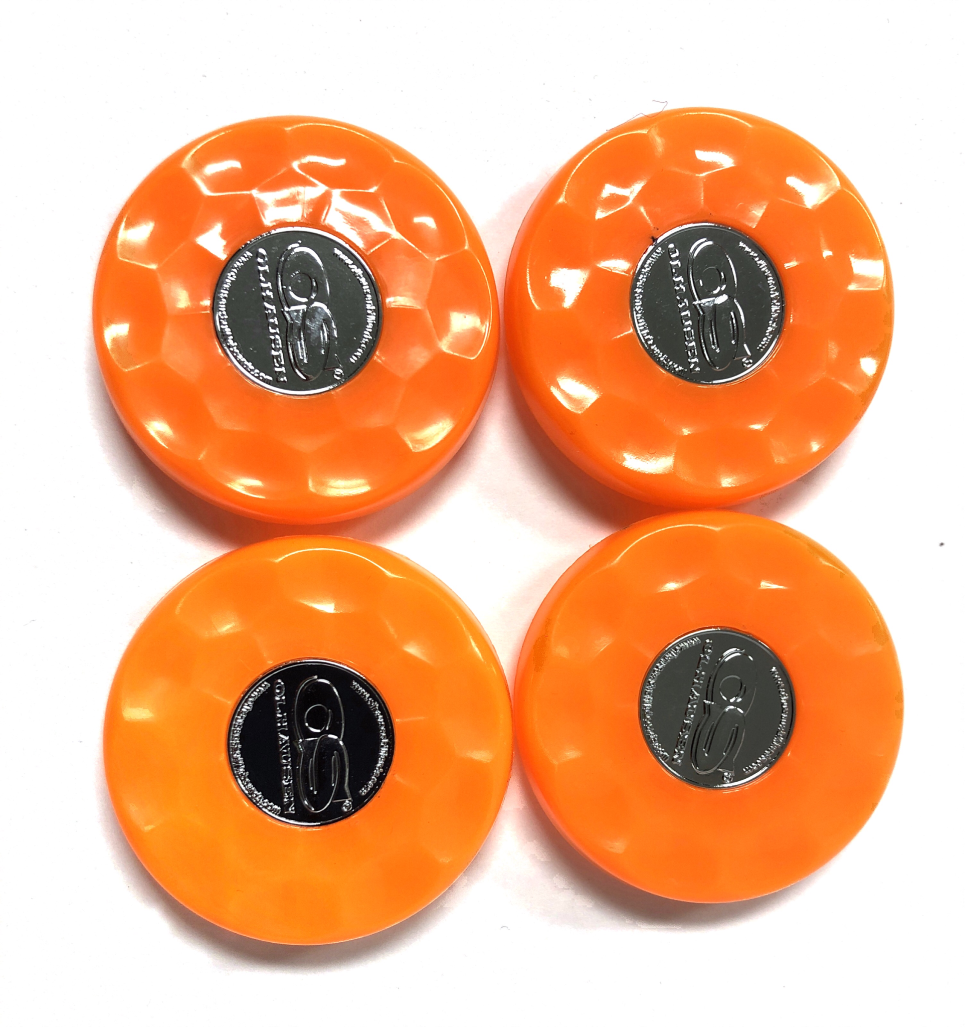 Orange Olhausen shuffleboard set of 4 screw on caps for pucks - RR Games