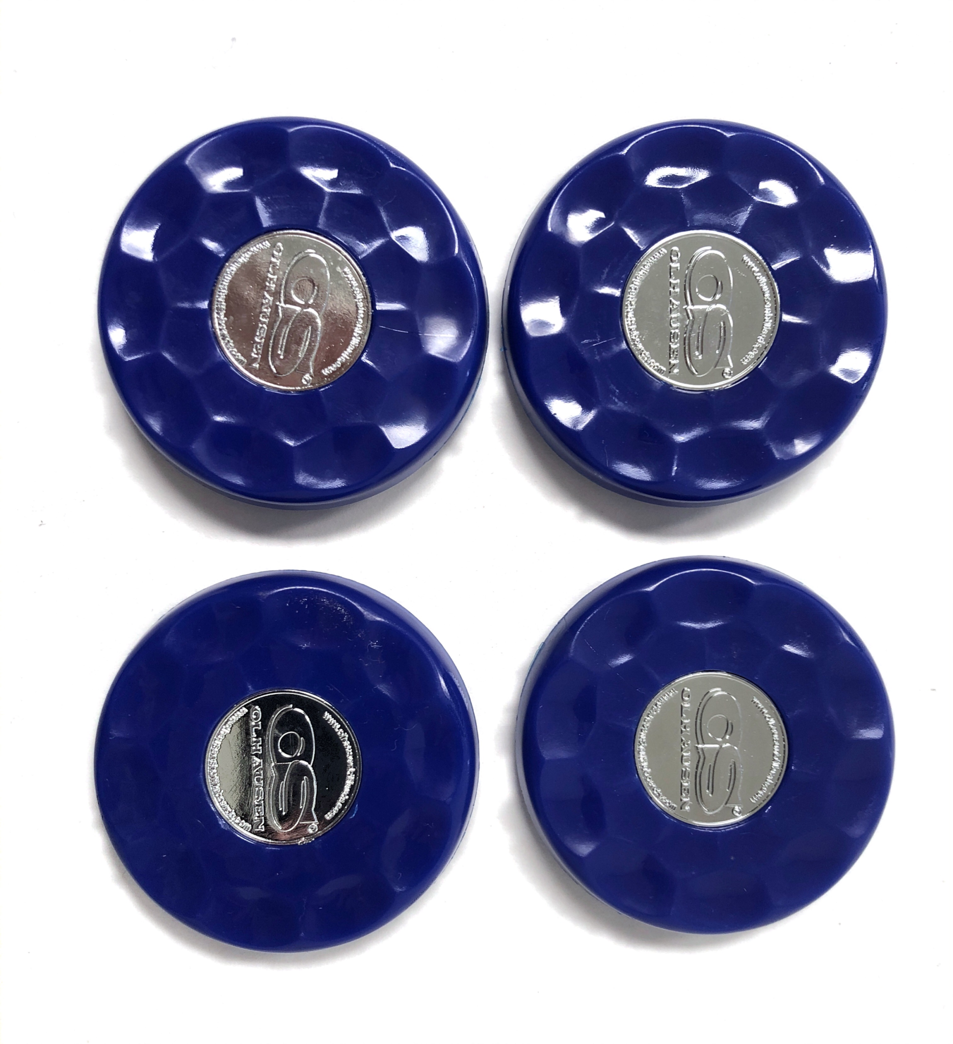 Blue Olhausen shuffleboard set of 4 screw on caps for pucks RR Games