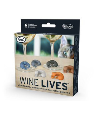 "Wine Lives" Cat Wine Markers 6pc