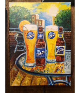 BLUE MOON "Summer" CANVAS ART 14x19X2