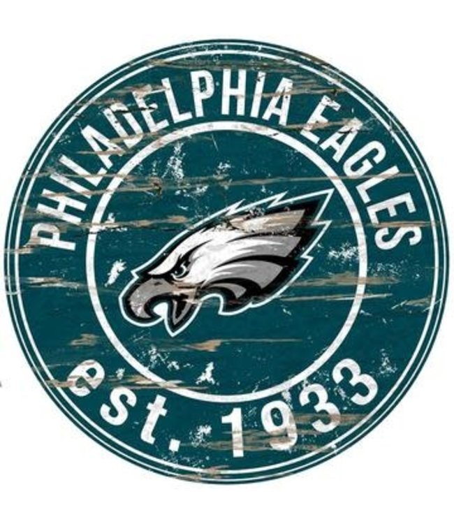 Philadelphia Eagles 24" Round Distressed Sign