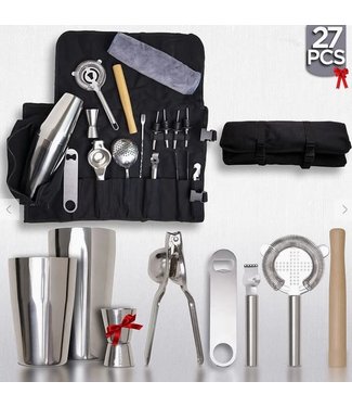 Pepe Nero Profession Bartender Kit and Cocktail Shakers 27 piece Set