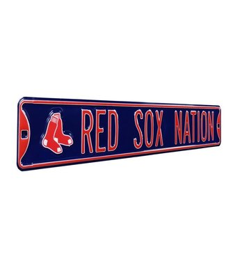Authentic Street Signs Red Sox Nation w/Socks Logo Metal Street Sign 6" x 36"