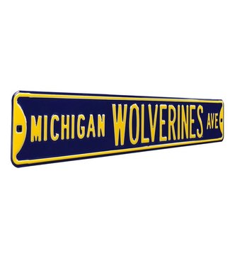 Authentic Street Signs Michigan Wolverines Ave Navy Metal Street Sign 6" x 36"