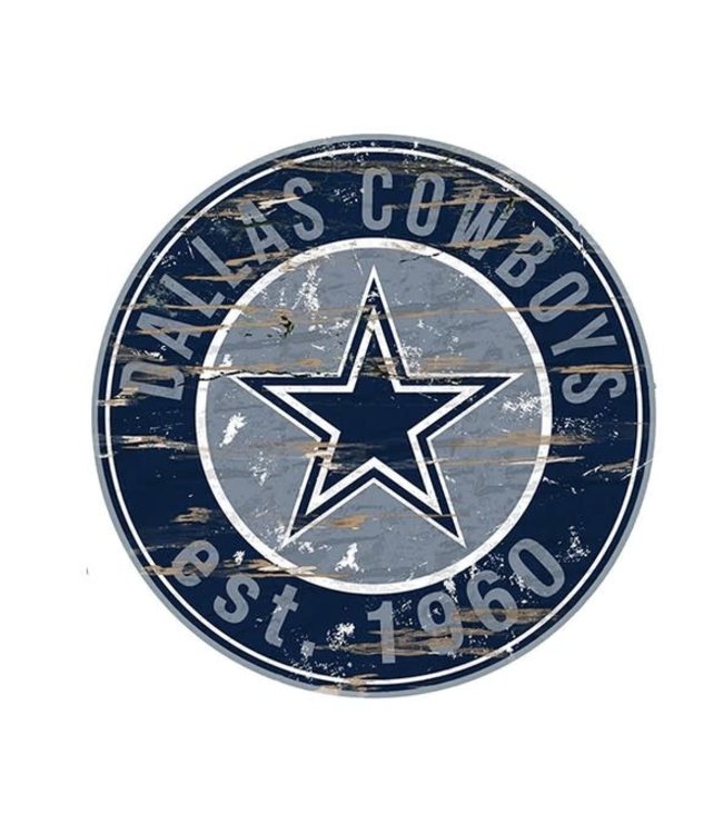 DALLAS COWBOYS Round Distressed Sign 0659