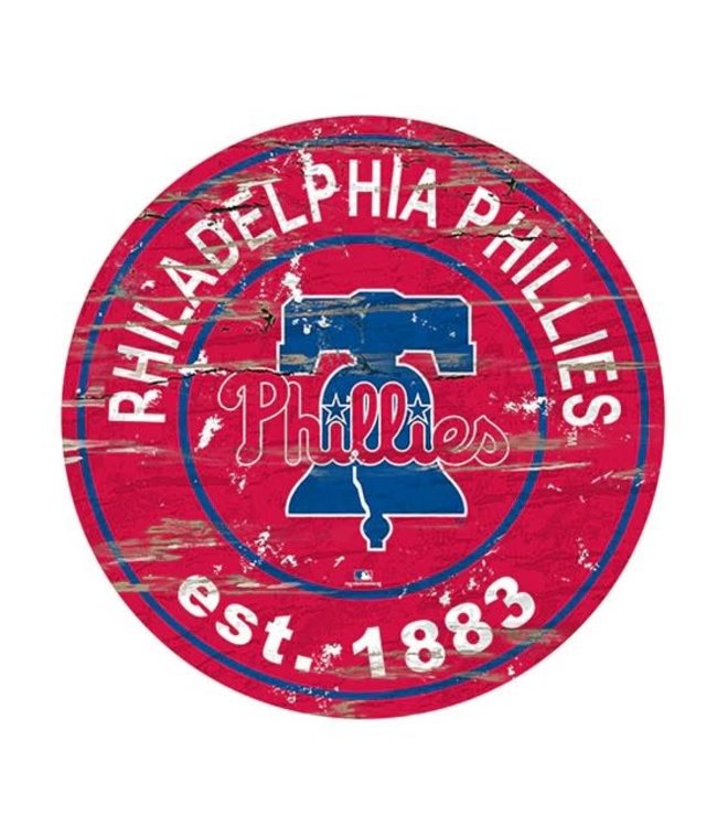 Philadelphia PHILLIES Round Distressed Sign 0659