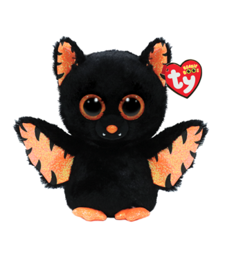 TY TY Mortimer Orange & Black Cat  Bat Halloween Beanie Baby Plush Stuffed Animal