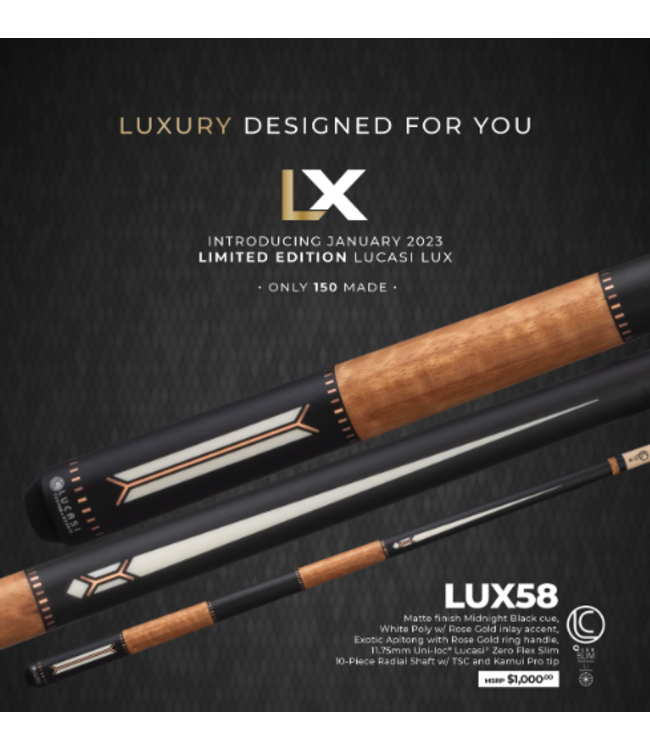 LUX58 Lucasi January 2022 Cue of the Month with 11.75mm Uni-loc