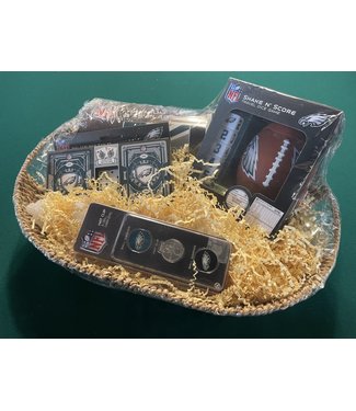 NFL Philadelphia Eagles Game Pack Gift Basket - Hat Clip, Cards, Dice, Flag & Football Shake Game