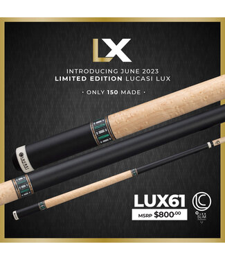 Lucasi LUX61 Matte Black, Silver , Bocote & Malach Cue Stick Cue of the Month Limited Edition