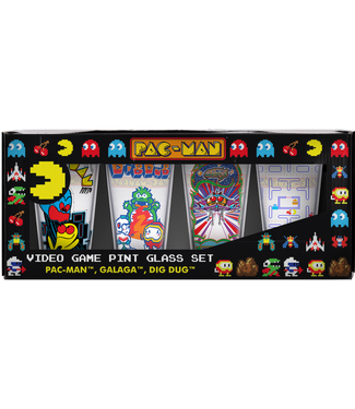 NAMCO Pac-Man / Galaga / Dig Dug/ Arcade VIDEO GAME O.G. PINT GLASS SET of 4 glasses