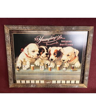 Yuengling Framed Dog Picture - 18 x 24 Rustic Frame