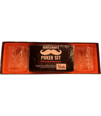 Mad Man Mad Man Poker Set & 2 Whiskey Glasses Gift Set