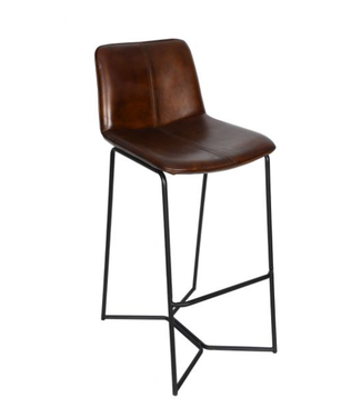 HOME TRENDS Essex 18" Morgan Bar Chair Barstool Hand Washed Chestnut Genuine Leather