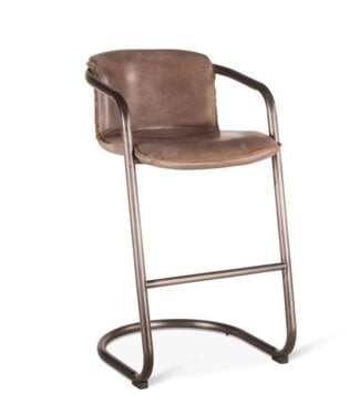 HOME TRENDS Portofino Leather Bar Stool Chair Jet Brown