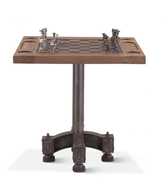 HOME TRENDS Eiffel 30" Chess Bistro Table with Metal Chess Pieces Set