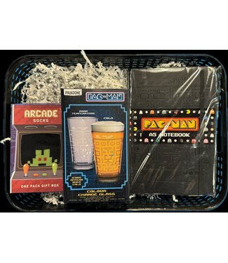 NAMCO PAC-MAN GIFT SET - NOTEBOOK, SOCKS & COLOR CHANGING GLASS