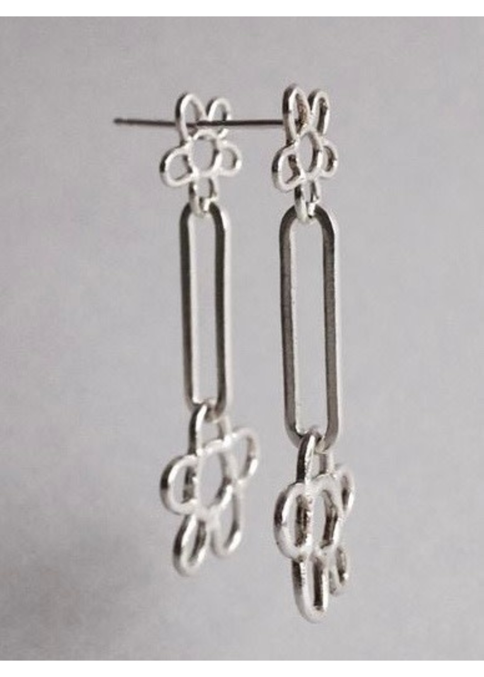 Marmo Boucles d'oreilles en argent Double Fleur de Marmo Jewelry