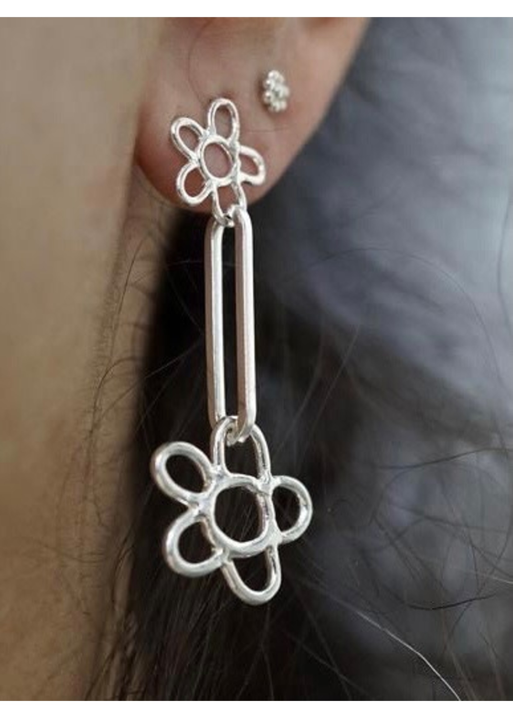 Marmo Boucles d'oreilles en argent Double Fleur de Marmo Jewelry