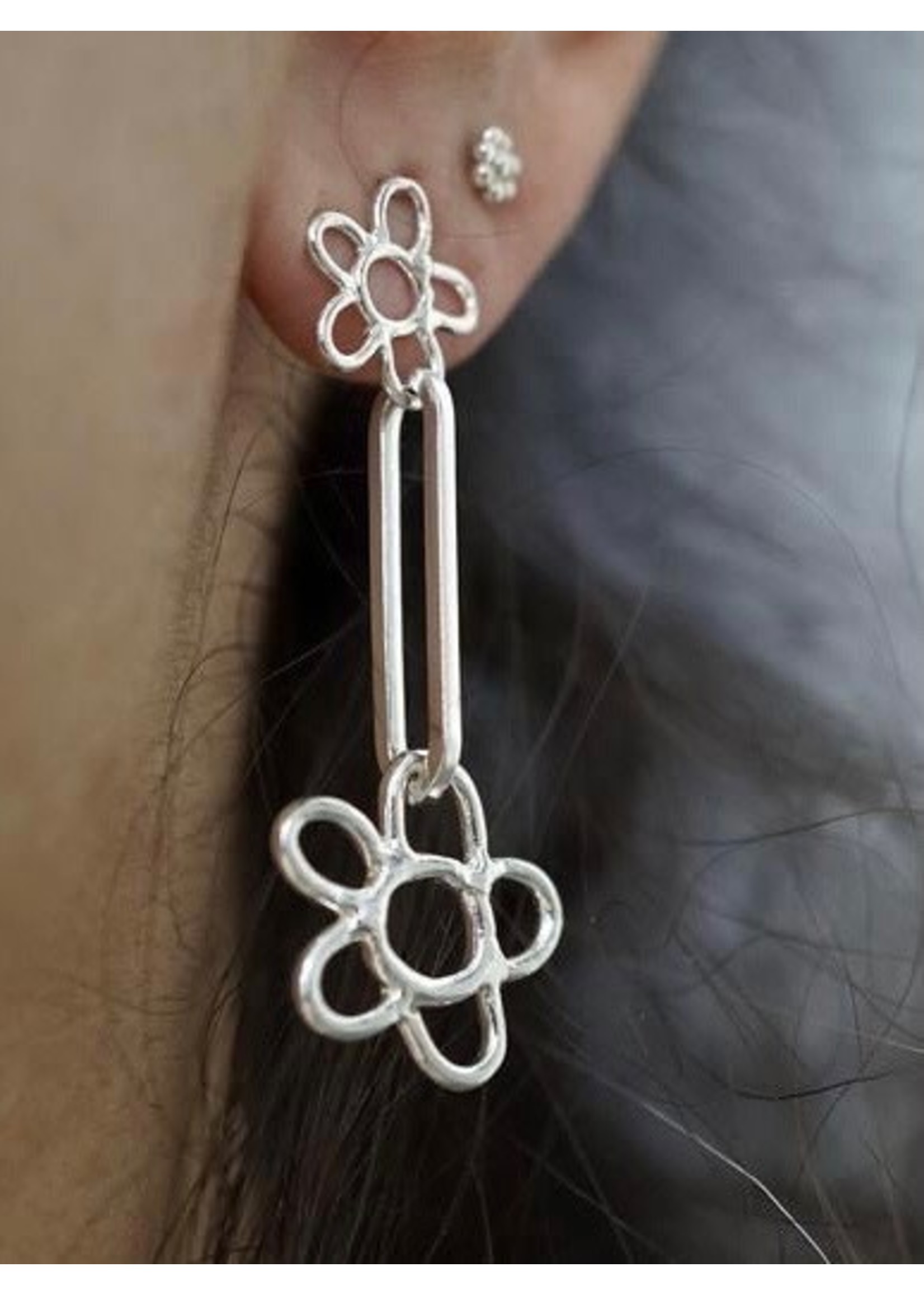 Marmod8 Boucles d'oreilles en argent Double Fleur de Marmo Jewelry
