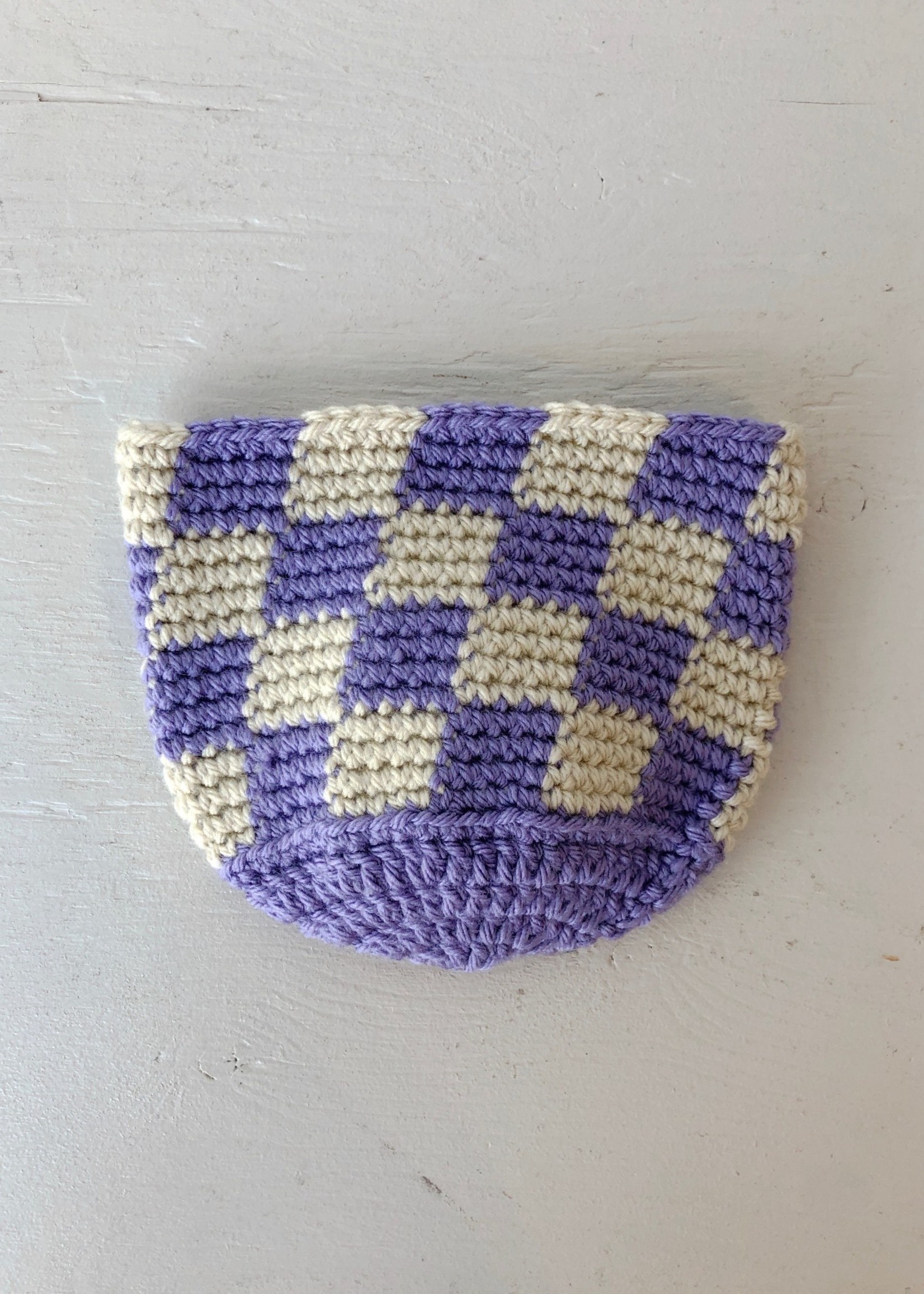 Slow May Checkered Crochet Plant Cozy by Slow May