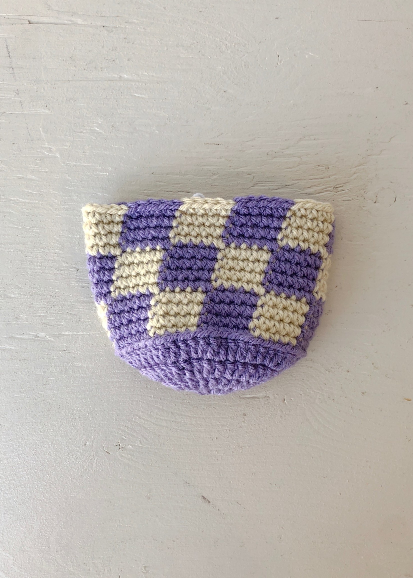 Slow May Small Checkered Crochet Plant Cozy by Slow May