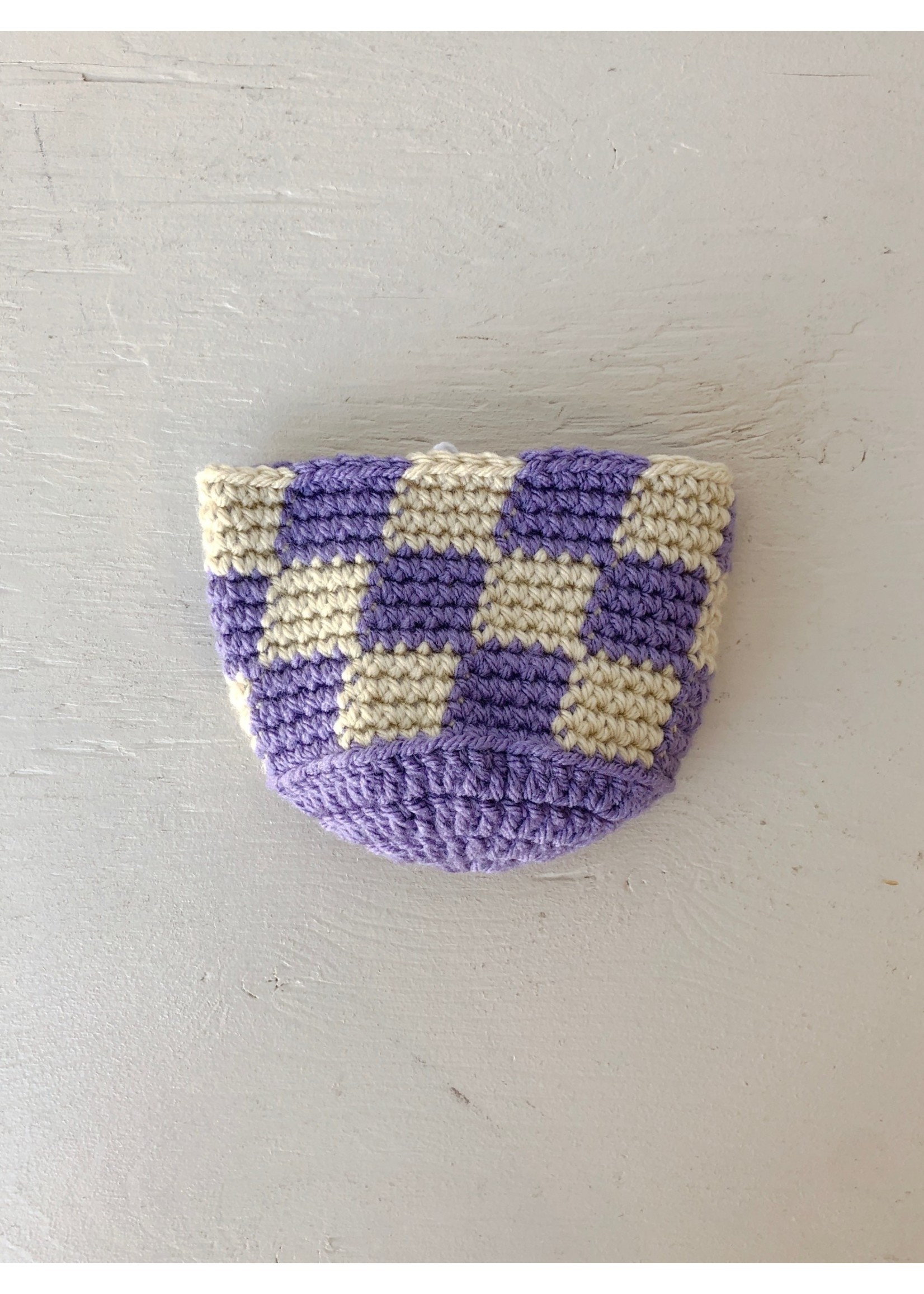 Slow May Small Checkered Crochet Plant Cozy by Slow May