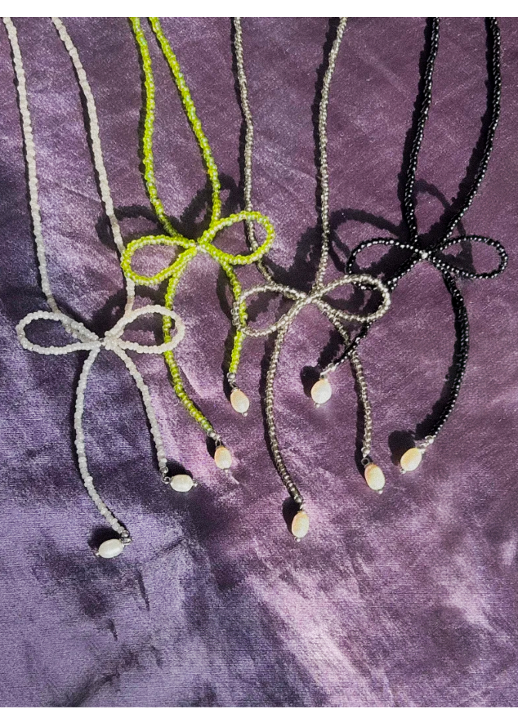 Lilou Gems "Beaded Bow" necklaces by Lilou Gems