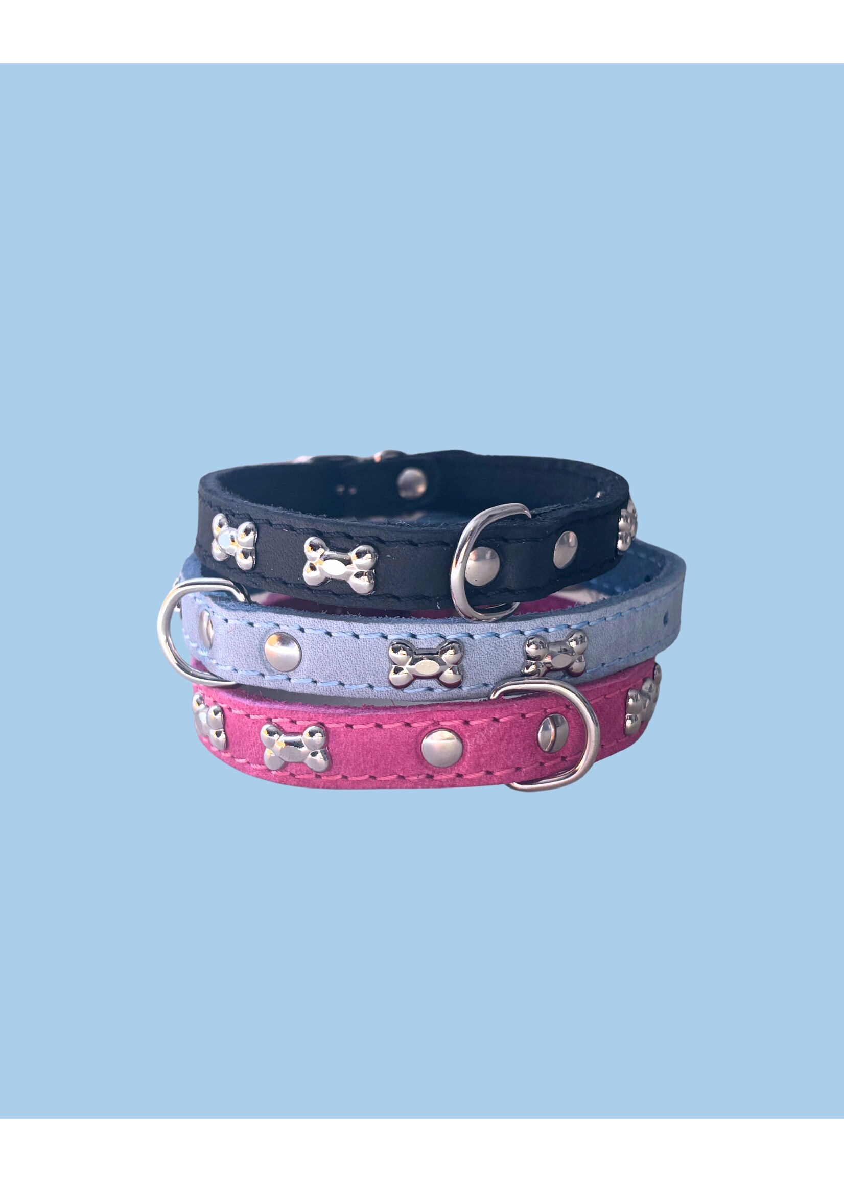 Ballatore Roma Leather dog collars with bones by Ballatore