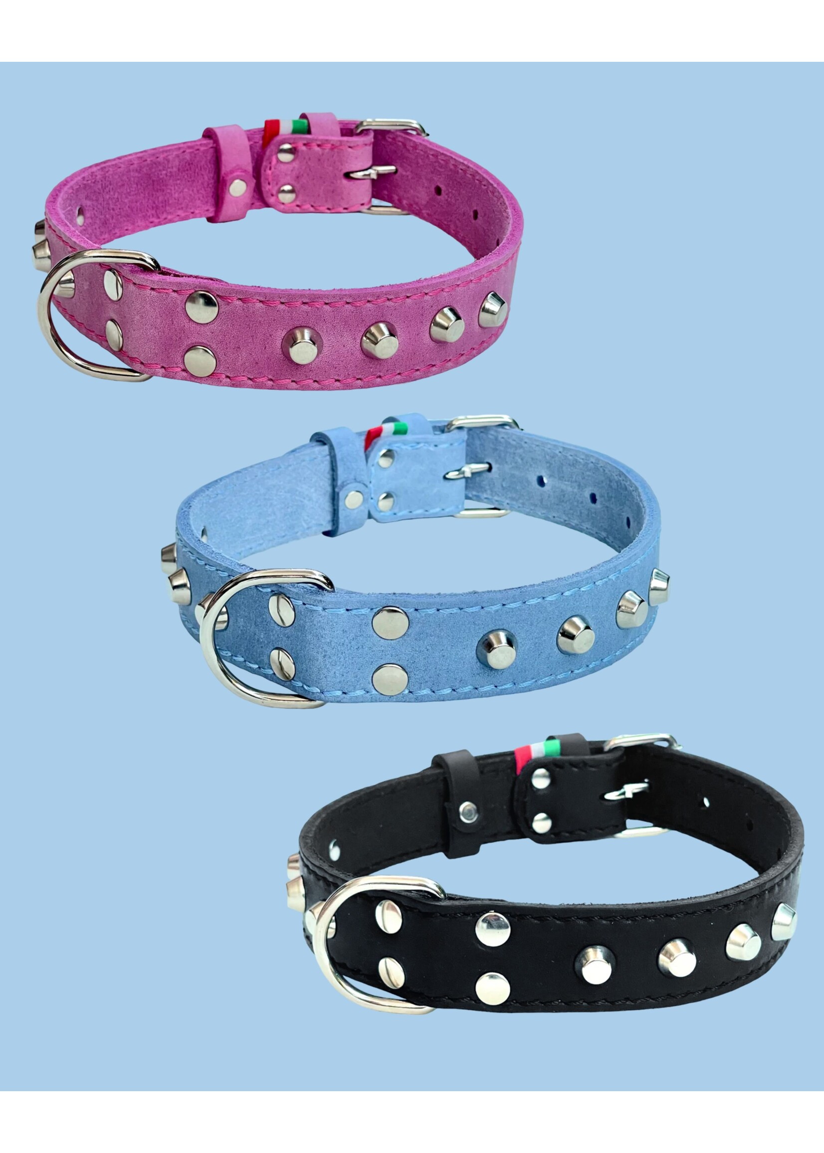 Ballatore Roma Large leather dog collars with studs by Ballatore