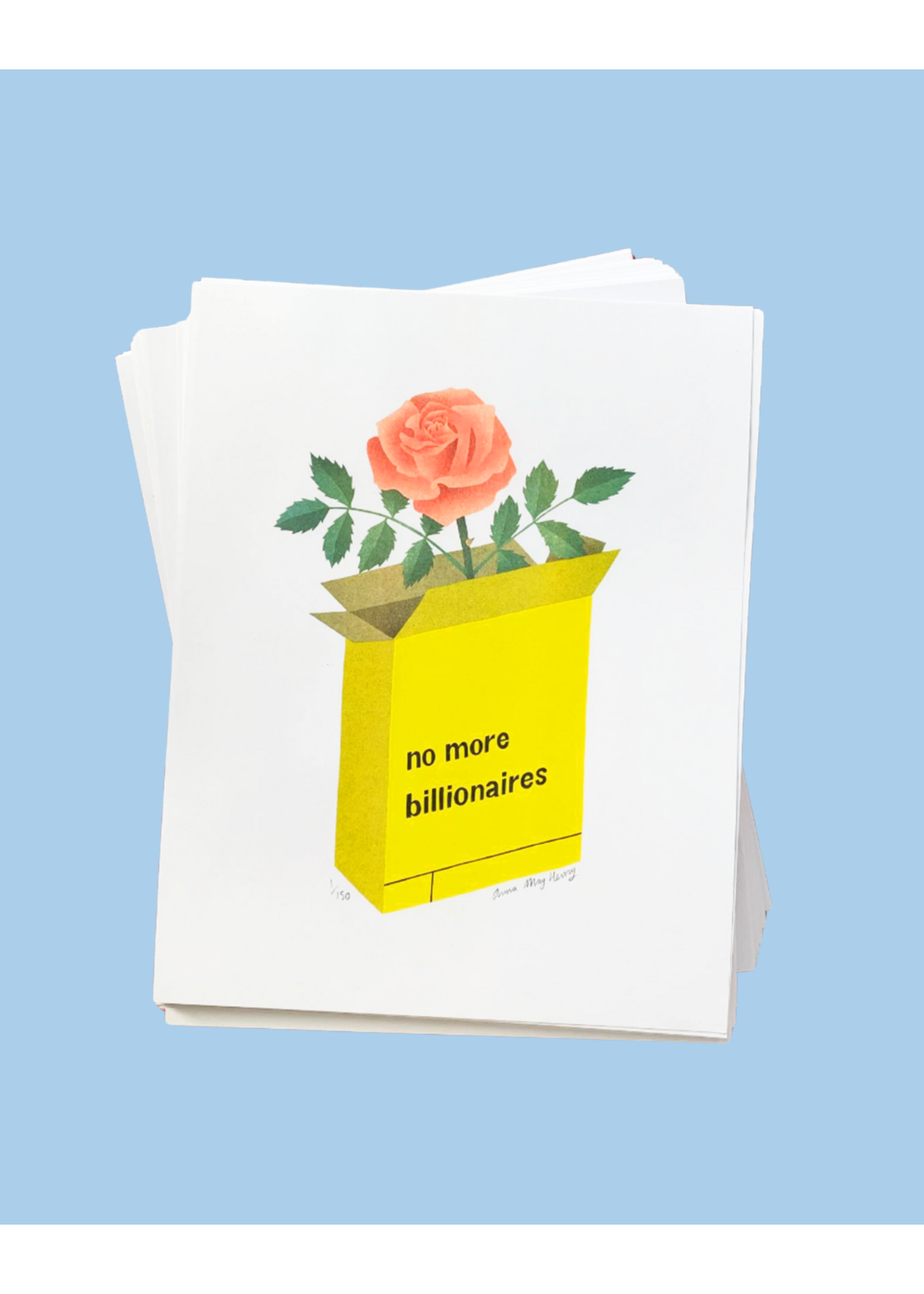 Anna May Henry "No More Billionaires" risography print by Anna May Henry