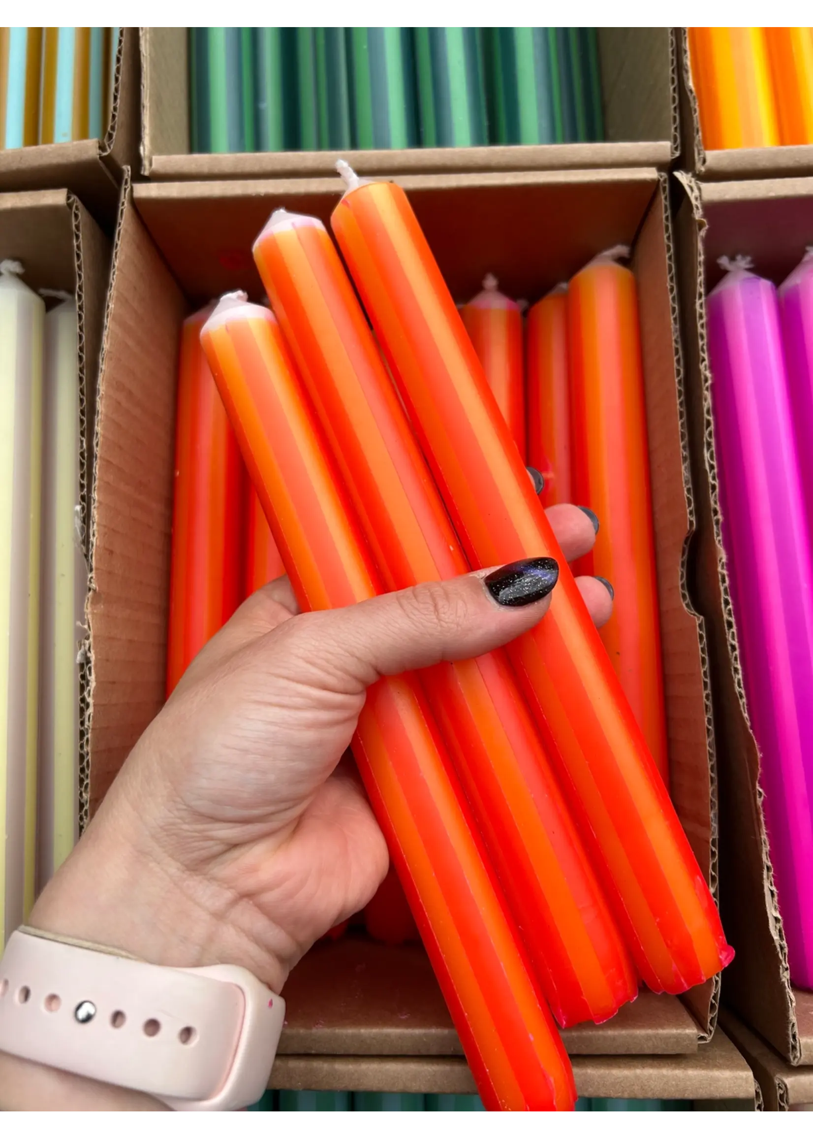 The Colour Emporium Individual striped candles by The Color Emporium