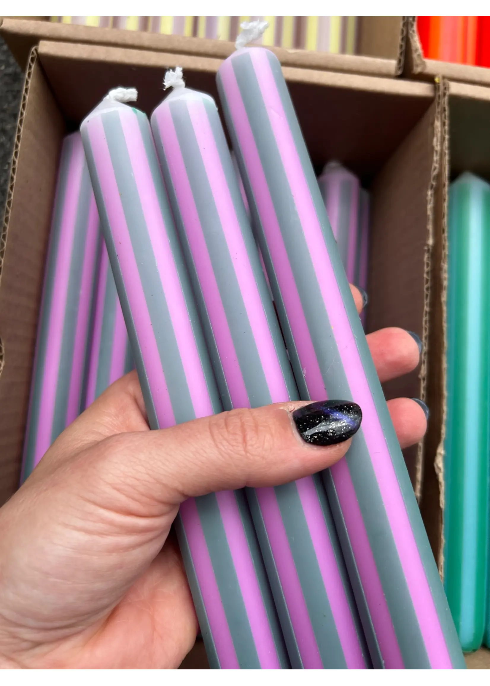 The Colour Emporium Individual striped candles by The Color Emporium