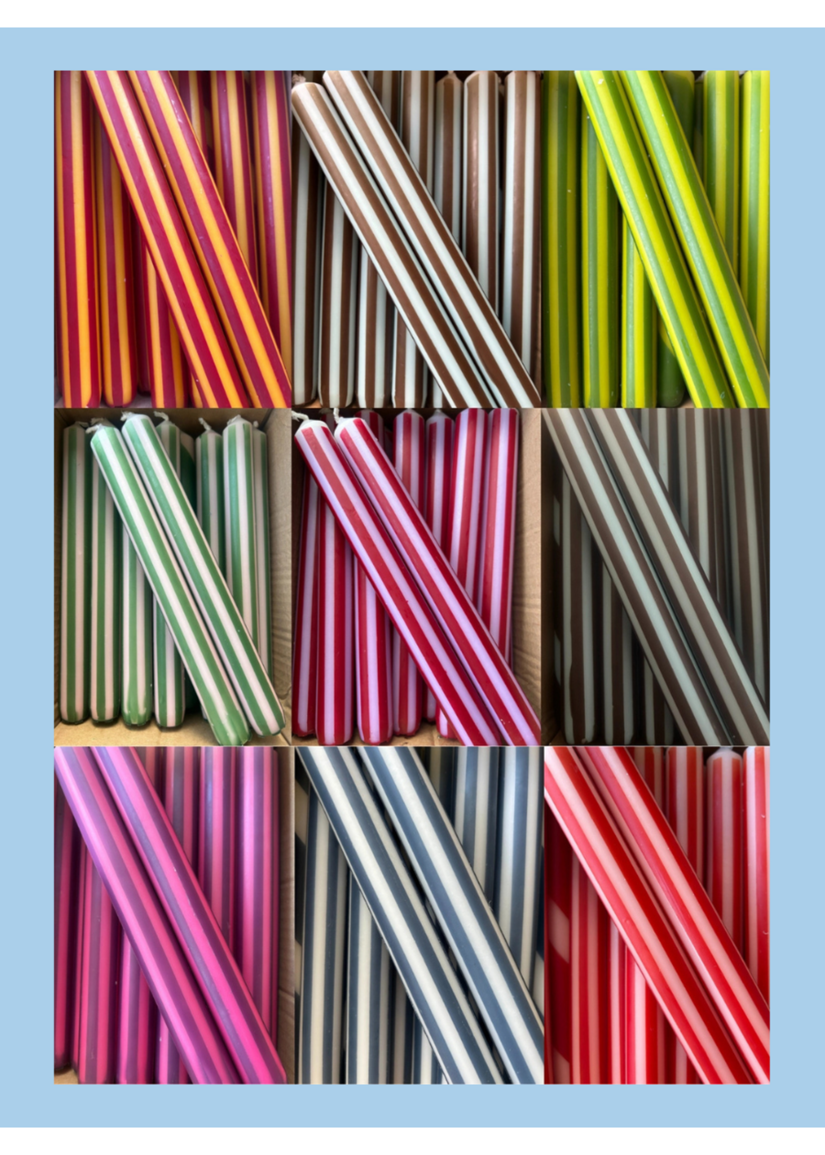 The Colour Emporium Individual striped candles by The Color Emporium