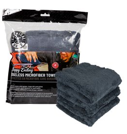 Chemical Guys MIC34703 - Happy Ending Ultra Plush Edgeless Microfiber Towel, Black 16" x 16" (3 Pack)