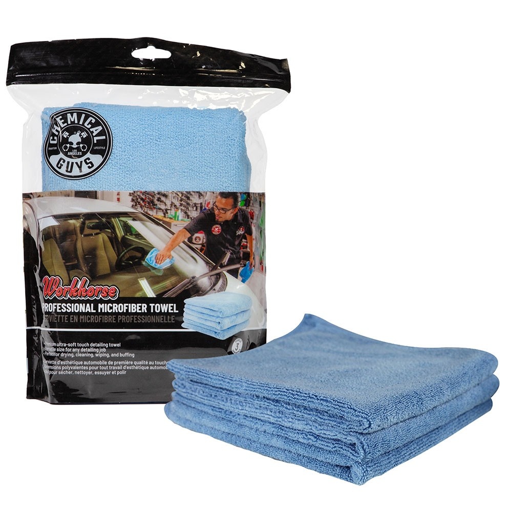 Chemical Guys Workhorse Green Professional Grade Microfiber Towel 16x16 3 Pack