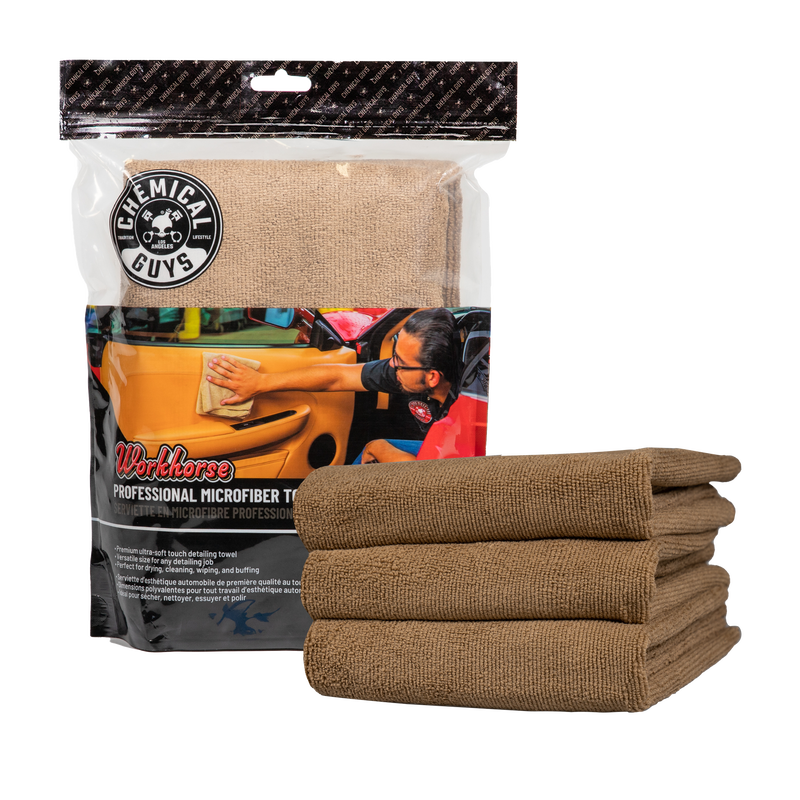 Workhorse Professional Microfiber Towel Tan 16 X 16 3 Pack 
