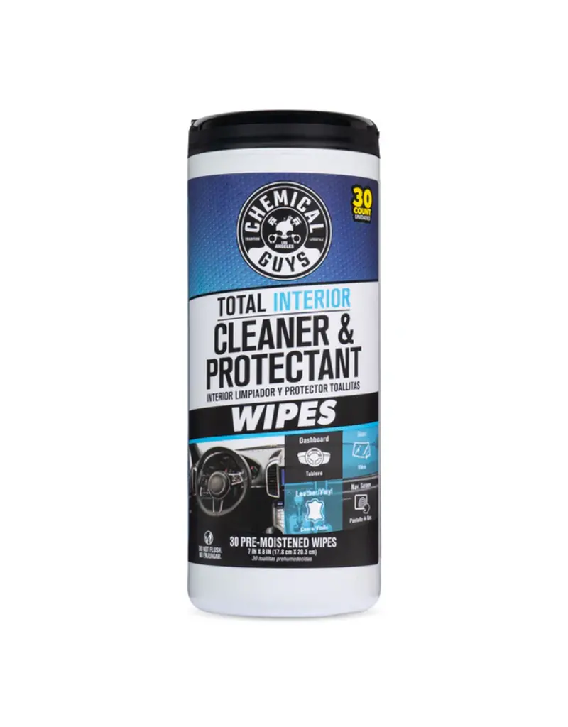 Chemical Guys PMWCSPI22030 - Total Interior Cleaner & Protectant Wipes in Canister (30ct)(CS: 6)