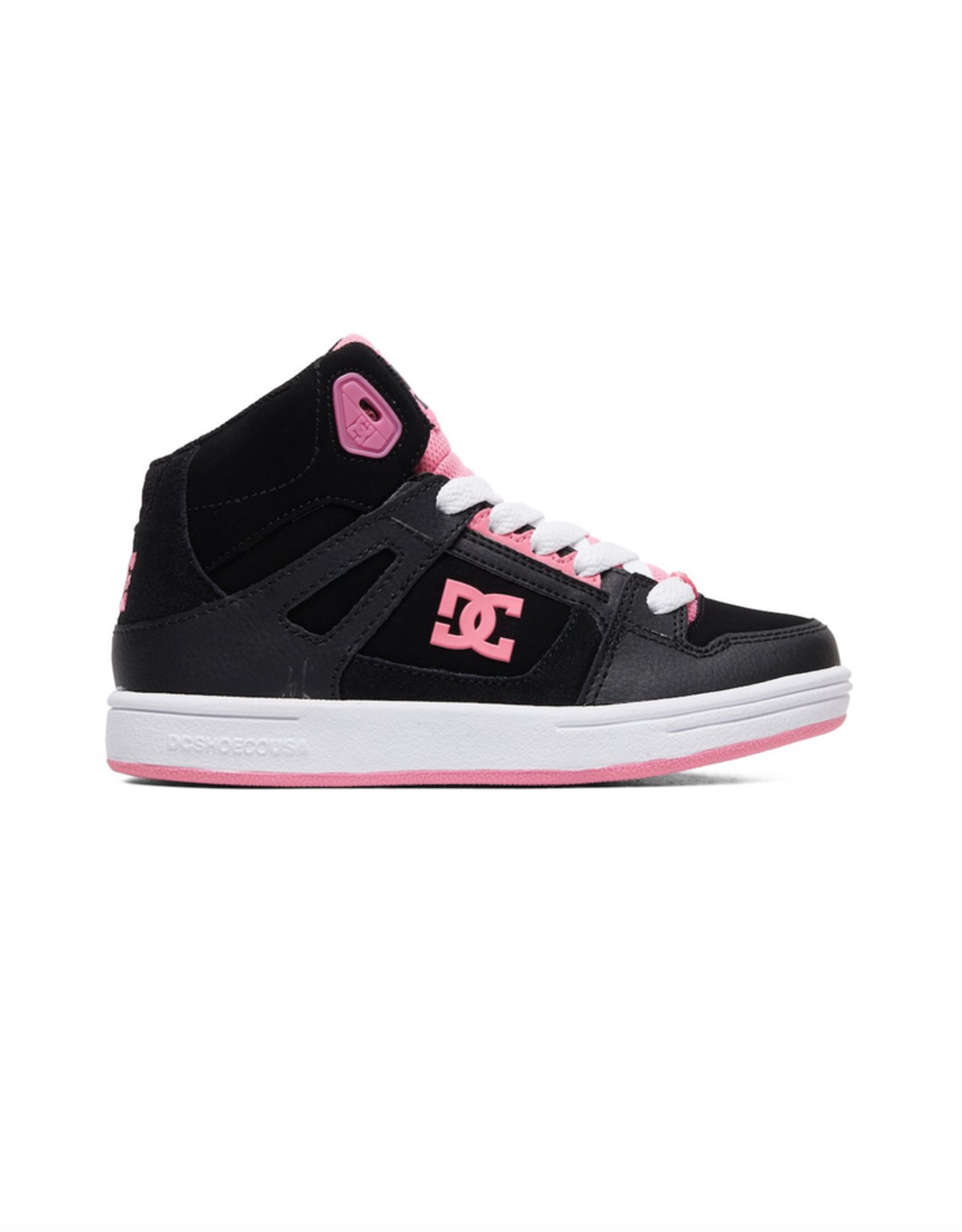 black and pink high tops