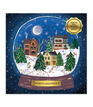 Galison Winter Snow Globe Foil Puzzle 500pc